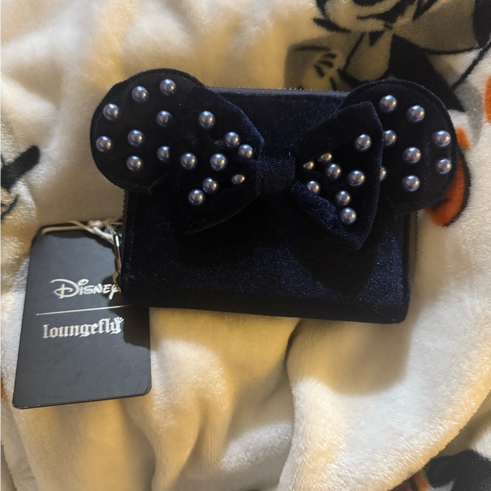 Loungefly Disney Blue Velvet Pearl Bow Wallet
